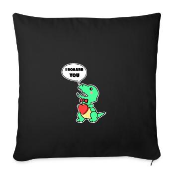 Dino Day vous donne son cadeau coeur de la Saint-Valentin - Housse de coussin décorative 45 x 45 cm - noir - Devant
