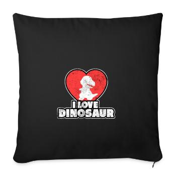 J'adore les dinosaures cadeau doux Saint Valentin - Housse de coussin décorative 45 x 45 cm - noir - Devant