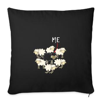 moutons noirs moutons cadeau famille d'animaux - Housse de coussin décorative 45 x 45 cm - noir - Devant