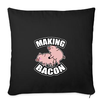 Ham Animal Pink Pigs Pig Bacon Gift - Sofa pillowcase 17,3'' x 17,3'' (45 x 45 cm) - black - Front