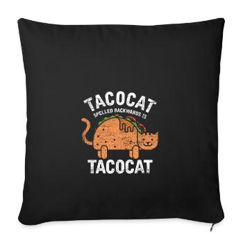 Taco cat cat gift idea vintage paws animal - Sofa pillowcase 17,3'' x 17,3'' (45 x 45 cm) - black - Front