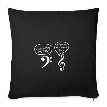 Treble Clef basse musique litige clé - Housse de coussin décorative 45 x 45 cm - noir - Devant