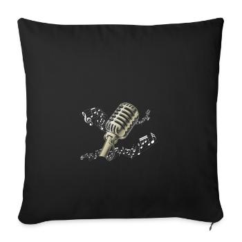 Mikrofon Noten Musik vintage Geschenk Harmonie - Sofakissenbezug 45 x 45 cm - Schwarz - Vorne
