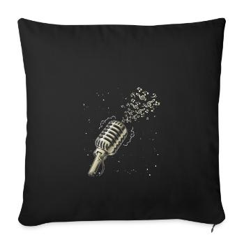 Vintage micro partitions explosion musique son plaisir - Housse de coussin décorative 45 x 45 cm - noir - Devant