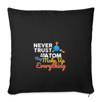 Science Chemistry Math Physics Nerd Atom - Sofa pillowcase 17,3'' x 17,3'' (45 x 45 cm) - black - Front