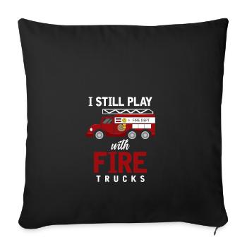 Feuerwehr Feuerwehrmann rot vintage Auto Held - Sofakissenbezug 45 x 45 cm - Schwarz - Vorne