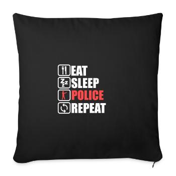 Mangez la police de sommeil répéter le cadeau - Housse de coussin décorative 45 x 45 cm - noir - Devant