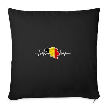 Belgium flag - Sofa pillowcase 17,3'' x 17,3'' (45 x 45 cm) - black - Front