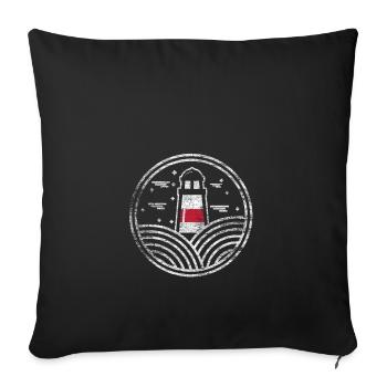cru phare plage vagues Mer du Nord cadeau - Housse de coussin décorative 45 x 45 cm - noir - Devant