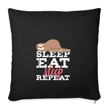 manger dormant paresseux répétition cadeau idée - Housse de coussin décorative 45 x 45 cm - noir - Devant