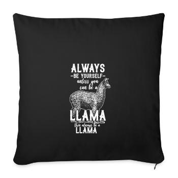 Lama Tier spucken vintage Geschenk Zoo Alpaka Spaß - Sofakissenbezug 45 x 45 cm - Schwarz - Vorne