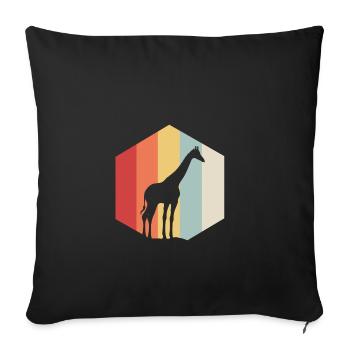 Giraffe long safari gift animal large neck - Sofa pillowcase 17,3'' x 17,3'' (45 x 45 cm) - black - Front