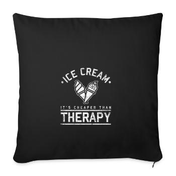 Eiscreme Eis lecker Waffel essen Geschenk - Sofakissenbezug 45 x 45 cm - Schwarz - Vorne