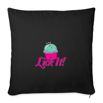 Eiscreme Eis lecker lecken Waffel essen Geschenk - Sofakissenbezug 45 x 45 cm - Schwarz - Vorne