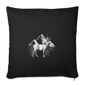 Deer mountain nature vintage animal mountaineer antlers - Sofa pillowcase 17,3'' x 17,3'' (45 x 45 cm) - black - Front
