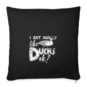 Canard canard ornithorynque animal vintage cadeau - Housse de coussin décorative 45 x 45 cm - noir - Devant