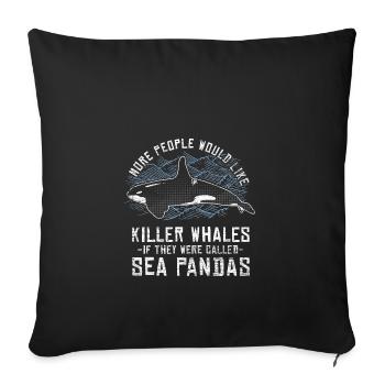 Killer whale orca fish eau de mer cadeau - Housse de coussin décorative 45 x 45 cm - noir - Devant