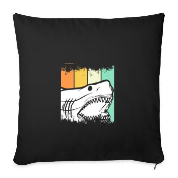 Hai Fisch vintage bunt Geschenk Meer Ozean Tier - Sofakissenbezug 45 x 45 cm - Schwarz - Vorne