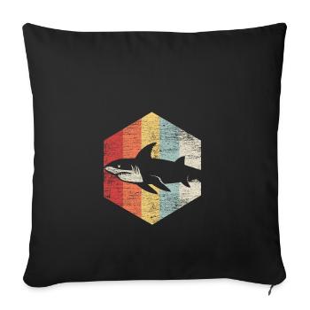 requin blanc poisson mer animal cadeau prédateur - Housse de coussin décorative 45 x 45 cm - noir - Devant