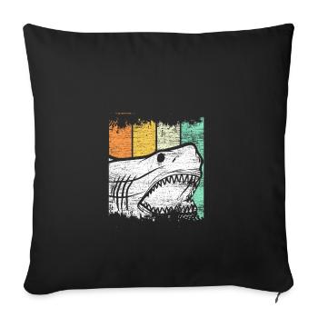white shark fish gift surfer marine animal - Sofa pillowcase 17,3'' x 17,3'' (45 x 45 cm) - black - Front