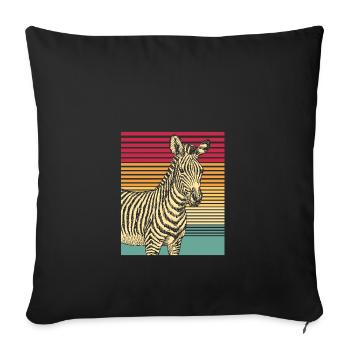 Zebra Retro Gift Animal Nature Safari Stripes. - Sofa pillowcase 17,3'' x 17,3'' (45 x 45 cm) - black - Front