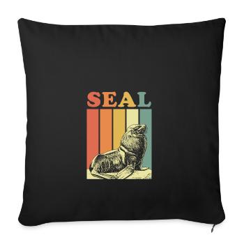 phoque mer poisson poisson océan cadeau idée - Housse de coussin décorative 45 x 45 cm - noir - Devant