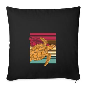 Schildkröte Panzer Tier Meer Geschenk Ozean bunt - Sofakissenbezug 45 x 45 cm - Schwarz - Vorne