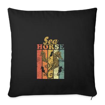 Seahorse Seahorse Fish Sea Ocean Gift - Sofa pillowcase 17,3'' x 17,3'' (45 x 45 cm) - black - Front