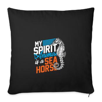 Hippocampe moderne animal poisson océan cadeau - Housse de coussin décorative 45 x 45 cm - noir - Devant