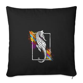Hippocampe hippocampe poisson mer océan cadeau - Housse de coussin décorative 45 x 45 cm - noir - Devant