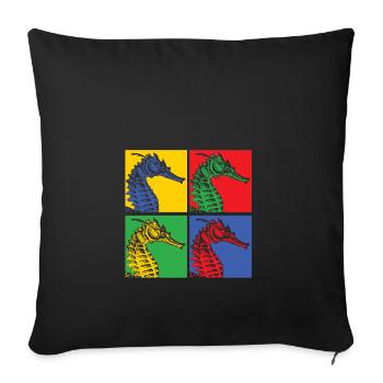 Seahorse Seahorse Fish Sea Ocean Pop Art - Sofa pillowcase 17,3'' x 17,3'' (45 x 45 cm) - black - Front