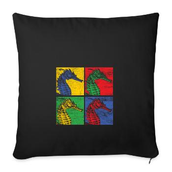 Hippocampe hippocampe poisson mer océan cadeau - Housse de coussin décorative 45 x 45 cm - noir - Devant