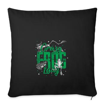 Dame de grenouille Fille de princesse folle - Housse de coussin décorative 45 x 45 cm - noir - Devant