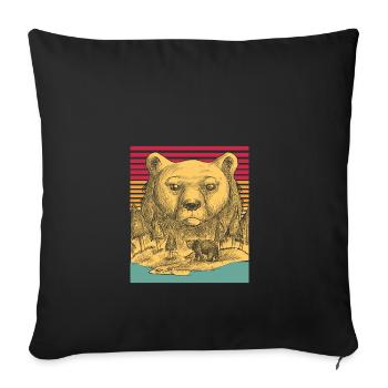 Ours animal nature vintage prédateur idée cadeau coloré - Housse de coussin décorative 45 x 45 cm - noir - Devant