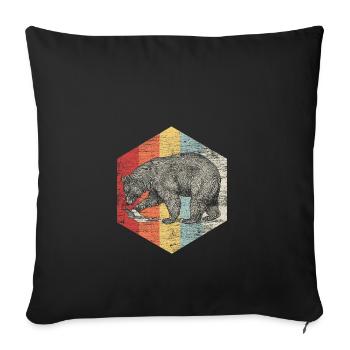 Ours chasse poissons nature forêt cadeau animal prédateur - Housse de coussin décorative 45 x 45 cm - noir - Devant