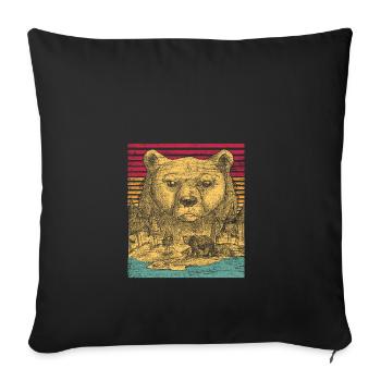 Ours animal nature câlin idée cadeau vintage - Housse de coussin décorative 45 x 45 cm - noir - Devant
