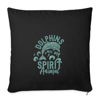 Dolphin whale sea creatures sea beach swimming - Sofa pillowcase 17,3'' x 17,3'' (45 x 45 cm) - black - Front