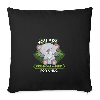 Koala eucalyptus koala ours cadeau câlin - Housse de coussin décorative 45 x 45 cm - noir - Devant