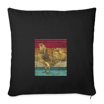 Poulet coq poule maison oiseau animal cadeau vintage - Housse de coussin décorative 45 x 45 cm - noir - Devant