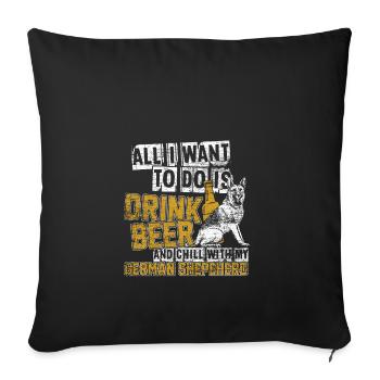 German shepherd watchdog animal gift beer - Sofa pillowcase 17,3'' x 17,3'' (45 x 45 cm) - black - Front