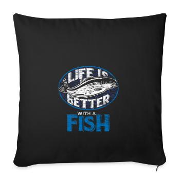 Fish fishing fisherman angler animal nature gift - Sofa pillowcase 17,3'' x 17,3'' (45 x 45 cm) - black - Front
