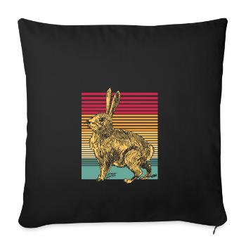 Rabbit in retro style Easter bunny rabbit animal - Sofa pillowcase 17,3'' x 17,3'' (45 x 45 cm) - black - Front