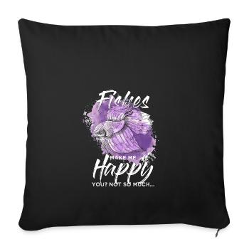 Poisson pêche pêcheur animal mer océan cadeau - Housse de coussin décorative 45 x 45 cm - noir - Devant