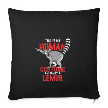 Lemur monkey semi-monkey animal gift animal protection. - Sofa pillowcase 17,3'' x 17,3'' (45 x 45 cm) - black - Front