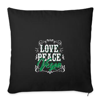 Hippie cadeau paix paix amour végétalien - Housse de coussin décorative 45 x 45 cm - noir - Devant