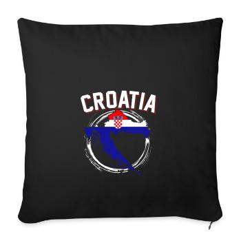Carte de la Croatie - Housse de coussin décorative 45 x 45 cm - noir - Devant