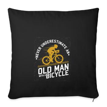 Vélo grand-père pension vélo vélo retraite - Housse de coussin décorative 45 x 45 cm - noir - Devant
