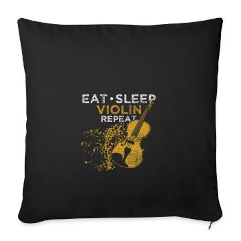 Eat Sleep Violin Repeat Gift Vintage - Sofa pillowcase 17,3'' x 17,3'' (45 x 45 cm) - black - Front