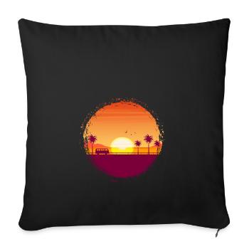 Summer sky sunset palm island - Sofa pillowcase 17,3'' x 17,3'' (45 x 45 cm) - black - Front