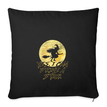 Sorcière Halloween sorcière balai femme épouse cadeau - Housse de coussin décorative 45 x 45 cm - noir - Devant
